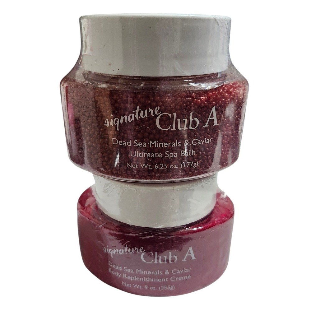 Signature Club A Dead Sea‎ Minerals & Caviar Spa Bath Beads & Body Creme Set NEW